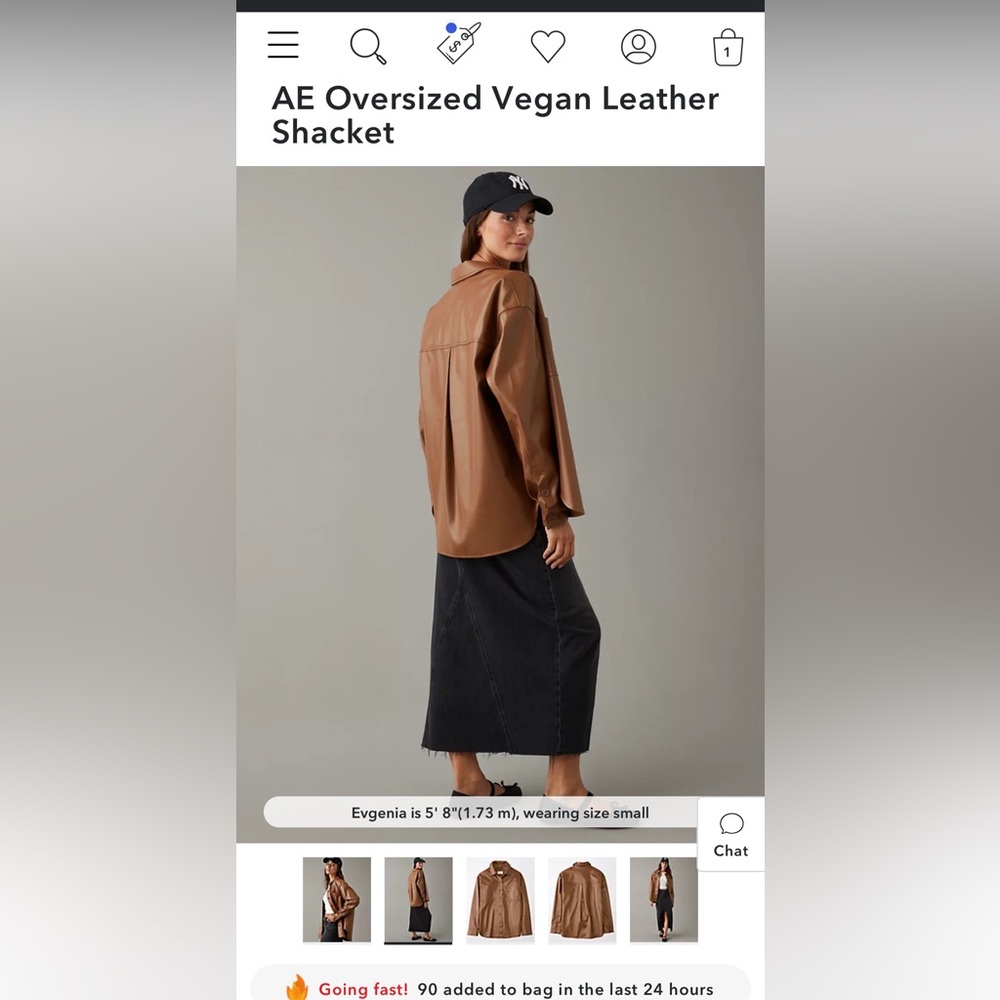 Online Only AE Oversized Vegan Leather Shacket